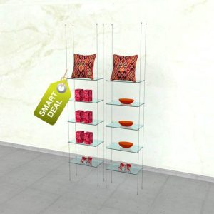 קיט 2 שדות כבלים ל 10 מדפי זכוכית  - תקרה רצפה