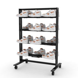 סטנד ורטיק רצפתי דו כיווני, 90 ס"מ, עם 24 מחזיקי נעל מלבני, שחור