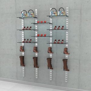 קיט פסי חריצים ל 8 מדפי זכוכית עם 8 מחזיקי נעל אליפטי