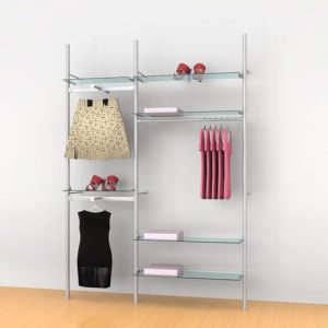 קיט צינור 35 ל 6 מדפים עם מסילות תליה 90 / 60 ס"מ - צמוד קיר