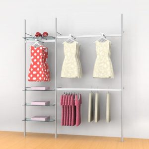 קיט צינור 35 ל 4 מדפים עם תליה פרונטלית ומסילות תליה 60/90 ס"מ - צמוד קיר