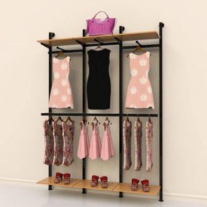 קיט ויטארו קיר רצפה עם רשת, ל 6 מדפים עם 3 ברי תליה צידית + 3 ברי תליה פרונטלית, שחור או לבן