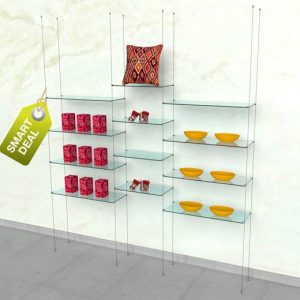 קיט כבלים ל 12 מדפי זכוכית  - תקרה רצפה