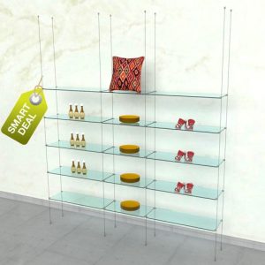 קיט כבלים ל 15 מדפי זכוכית  - תקרה רצפה