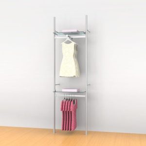 קיט צינור 35 ל 2 מדפים עם תליה פרונטלית ומסילות תליה 60 ס"מ - צמוד קיר