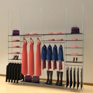 קיט צינור 12 ל 15 מדפי זכוכית או עץ ומסילות תלייה 60/90 ס"מ , עם מחברי שילוט - חיבור תקרה רצפה