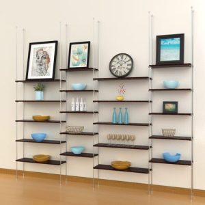 קיט צינור 12 ל 20 מדפי זכוכית או עץ  - חיבור תקרה רצפה