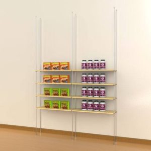 קיט צינור 12 ל 8 מדפי זכוכית או עץ  - חיבור תקרה רצפה