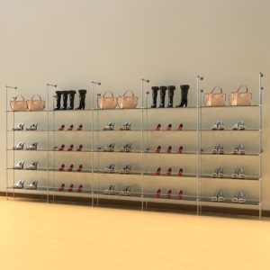 קיט צינור 12 ל 25 מדפי זכוכית או עץ  - חיבור קיר רצפה