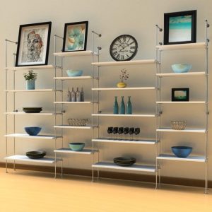 קיט צינור 12 ל 20 מדפי זכוכית או עץ  - חיבור קיר רצפה