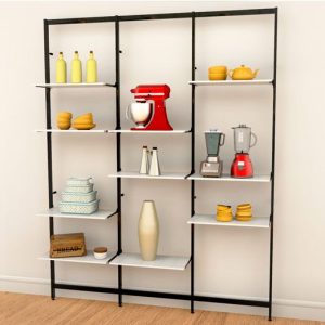 קיט ורטיק צמוד קיר ל 10 מדפים, 3 שדות, שחור או לבן