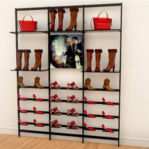 קיט ורטיק צמוד קיר ל 5 מדפים, מחזיקי נעל ומחברי שילוט, 3 שדות,  שחור או לבן