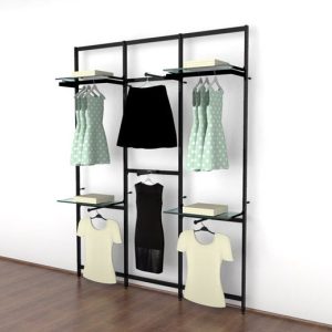 קיט ורטיק צמוד קיר ל 4 מדפים  עם 2 ברי תליה  צידית + 4 ברי תליה פרונטלית, שחור או לבן