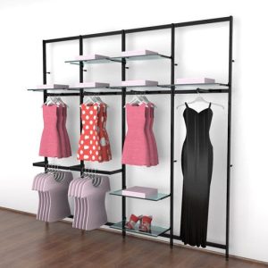 קיט ורטיק צמוד קיר ל 8 מדפים  עם 2 ברי תליה  צידית + 4 ברי תליה פרונטלית, שחור או לבן